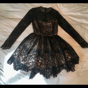 Alexis Black Lace Long Sleeve Mini Dress - sz XS